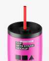 Matte Cup With Straw Mockup