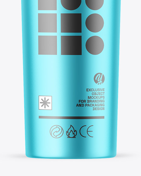 Matte Metallic Cup With Straw Mockup