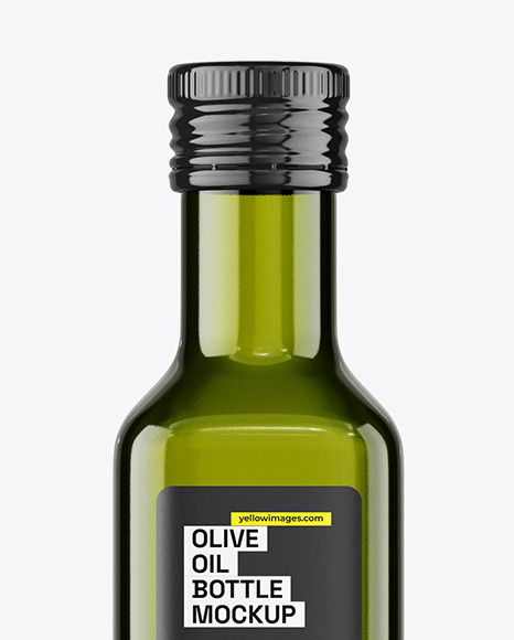 Green Glass Olive Oil Bottle Mockup