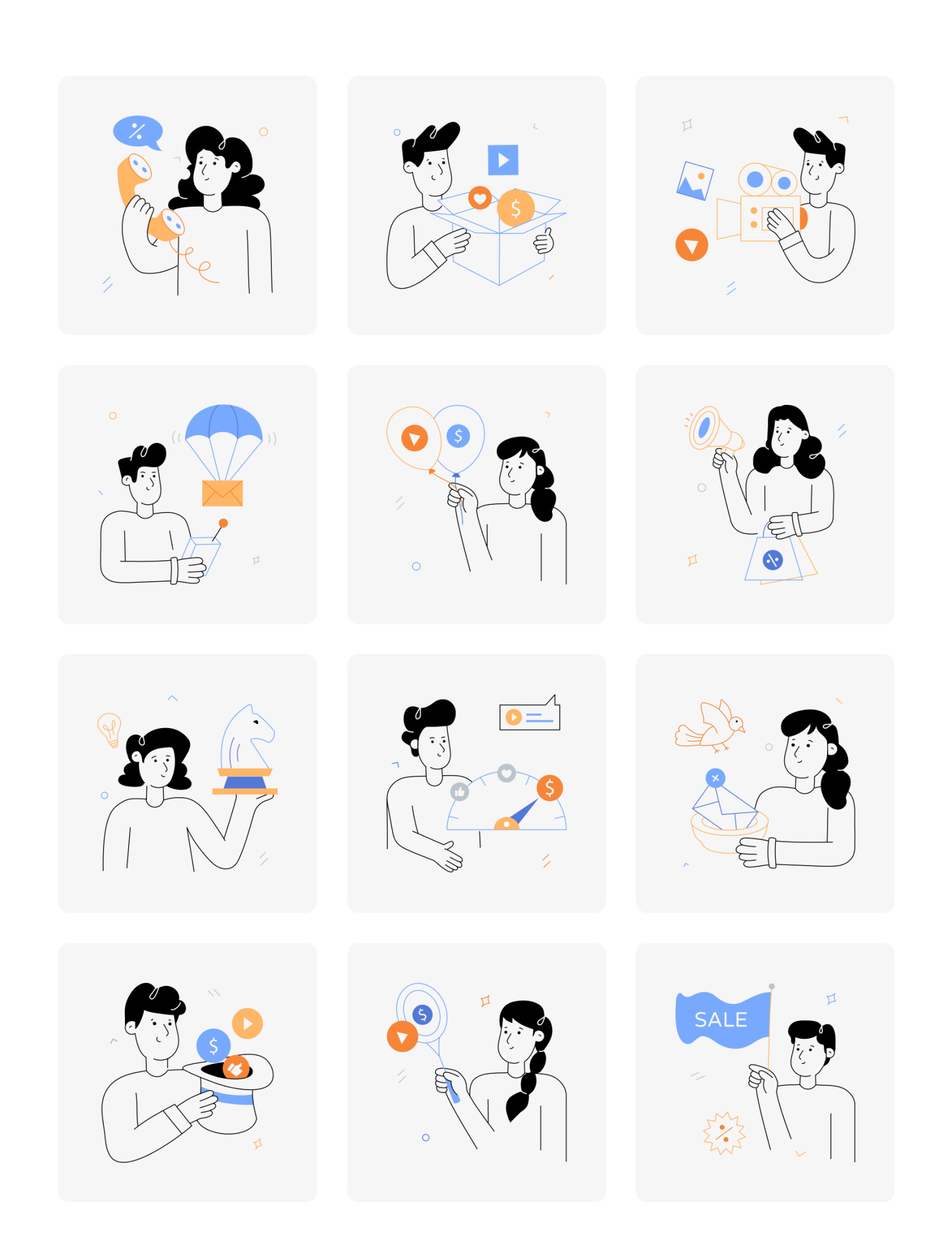 Animated Advertising Illustration Set Animated Advertising Illustration Set