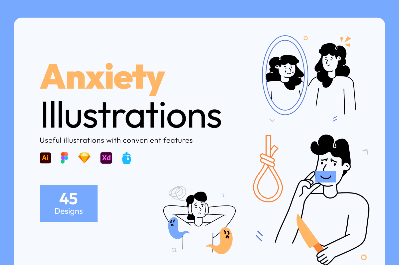 Anxiety Illustration Set Anxiety Illustration Set