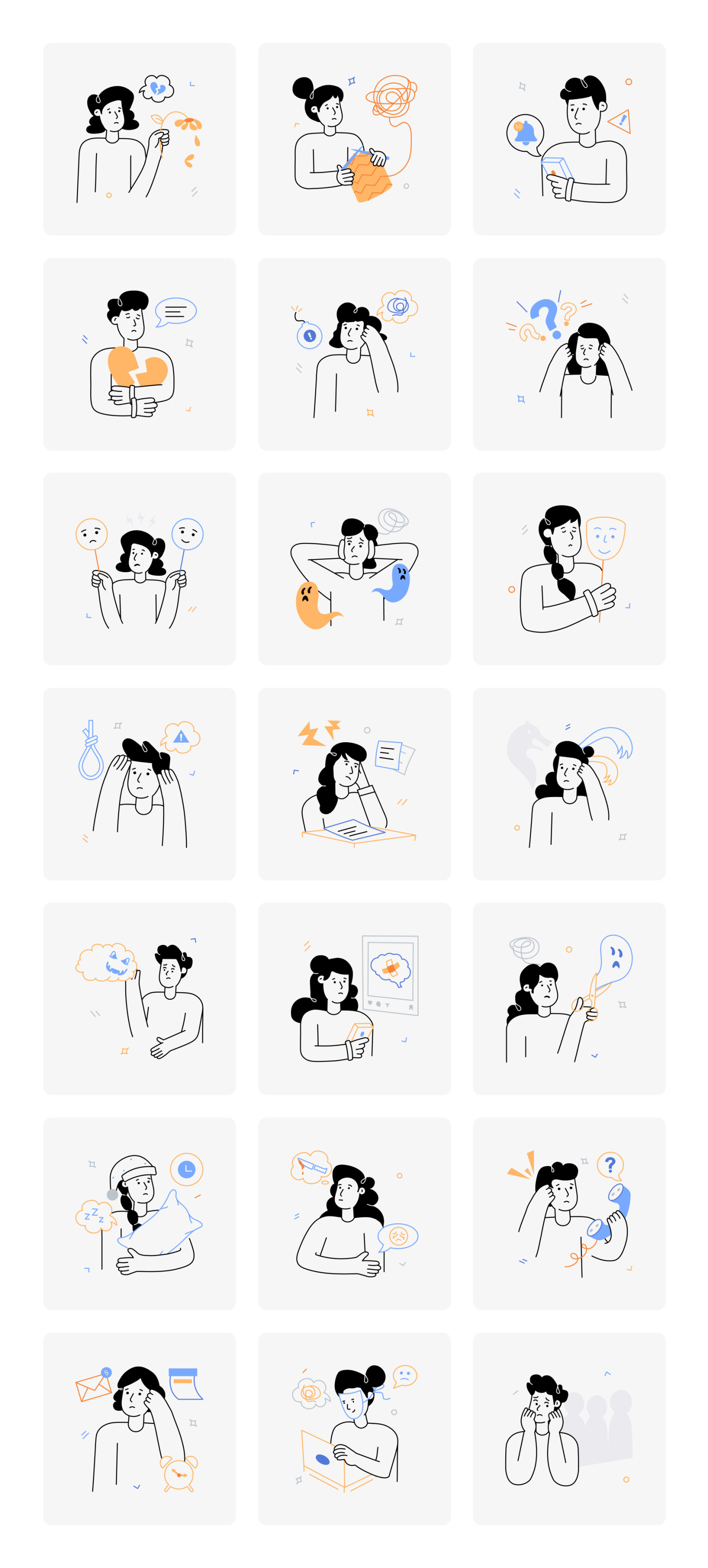 Anxiety Illustration Set Anxiety Illustration Set