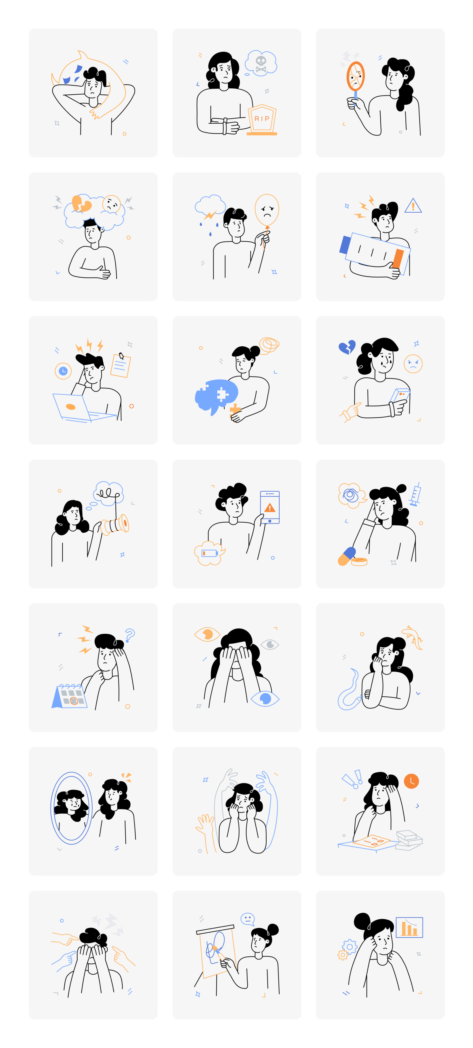 Anxiety Illustration Set Anxiety Illustration Set