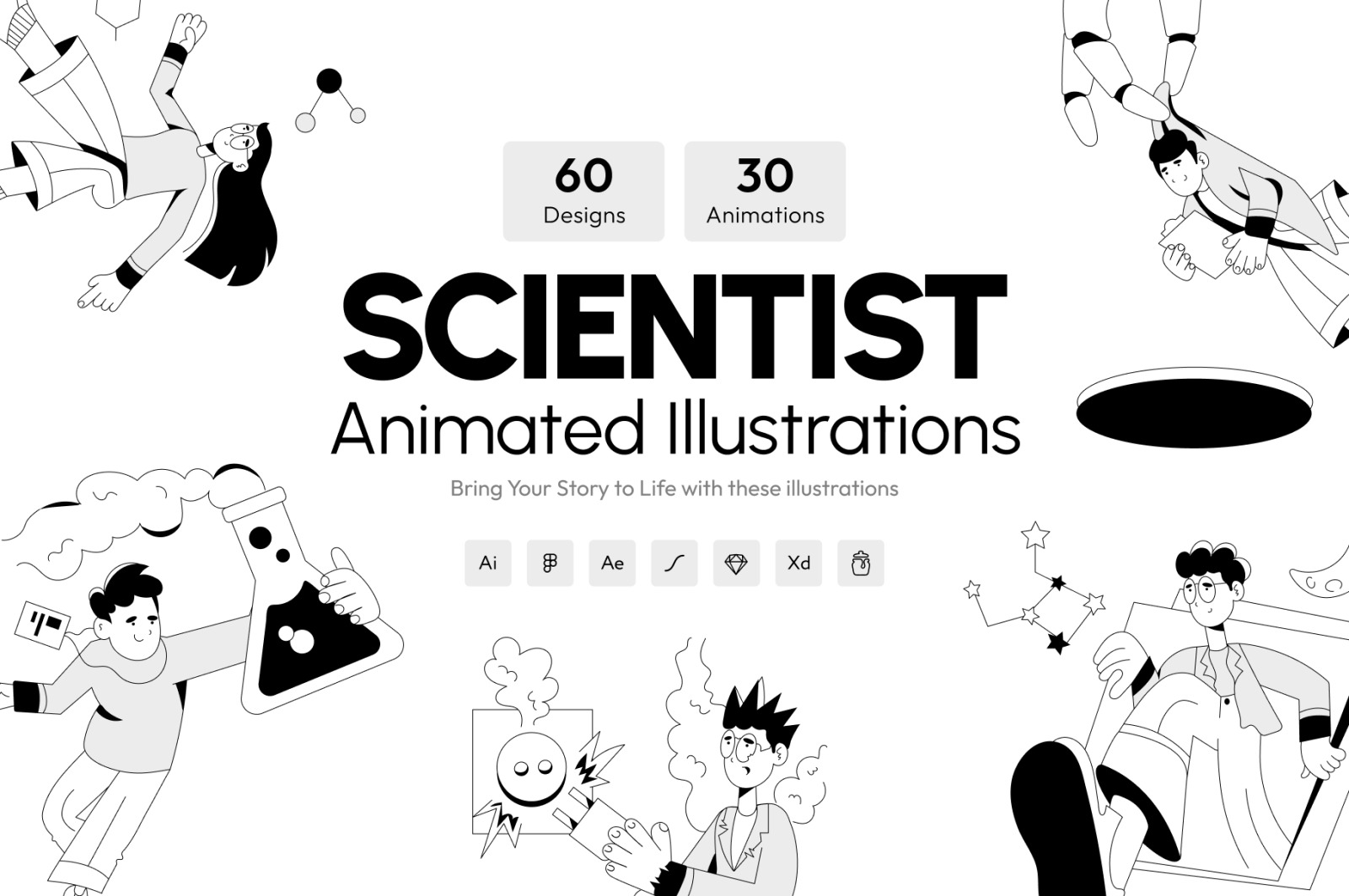 Animated Scientist Illustration Set