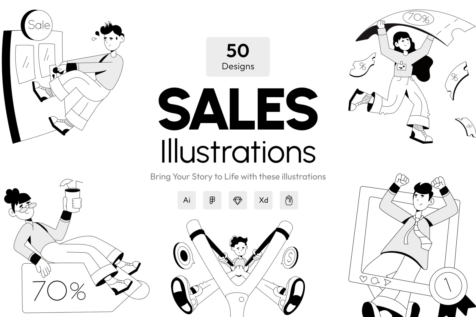Sales Illustration Set Sales Illustration Set
