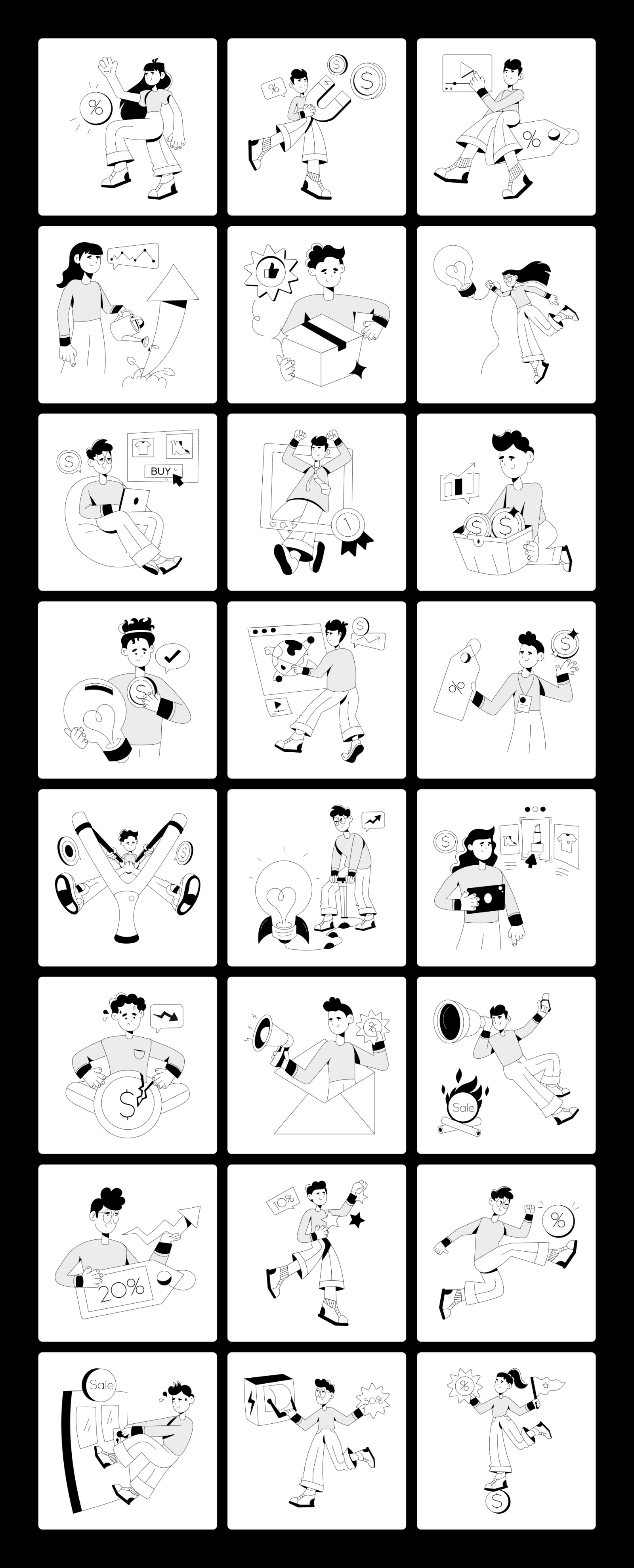 Sales Illustration Set Sales Illustration Set