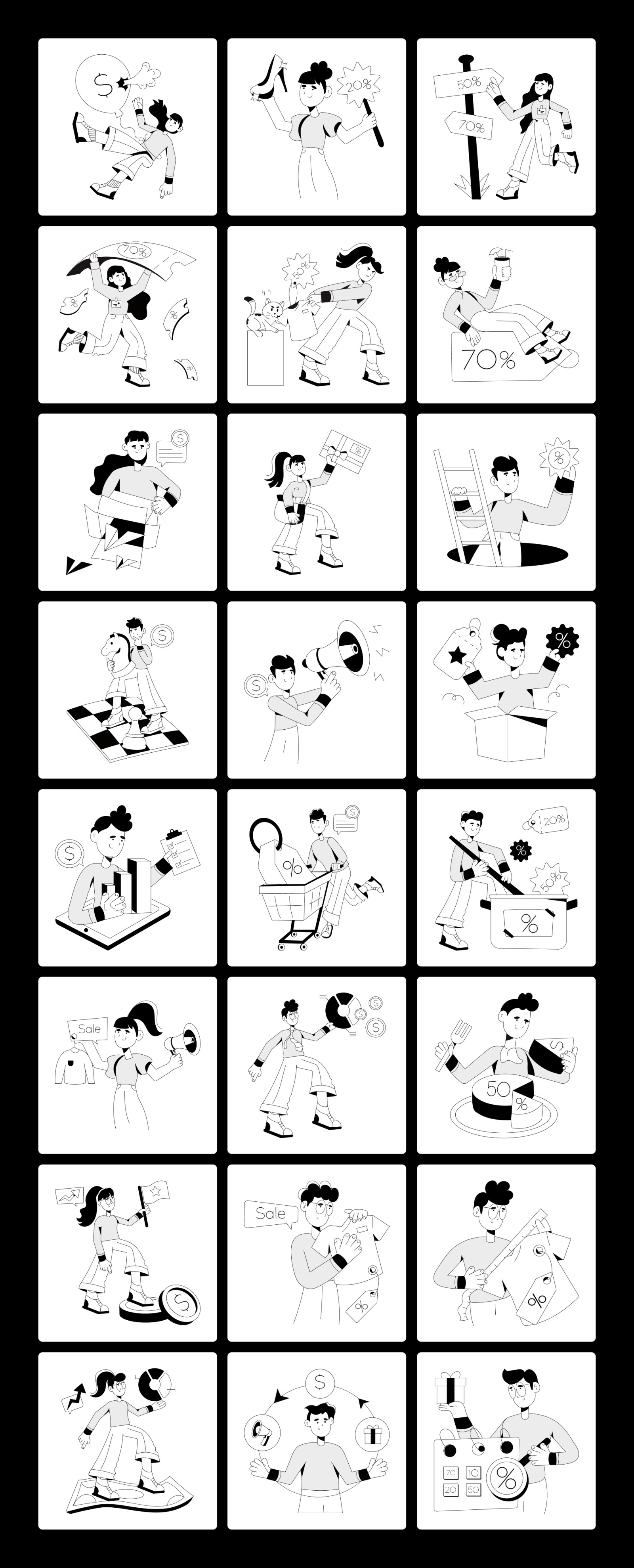 Sales Illustration Set Sales Illustration Set