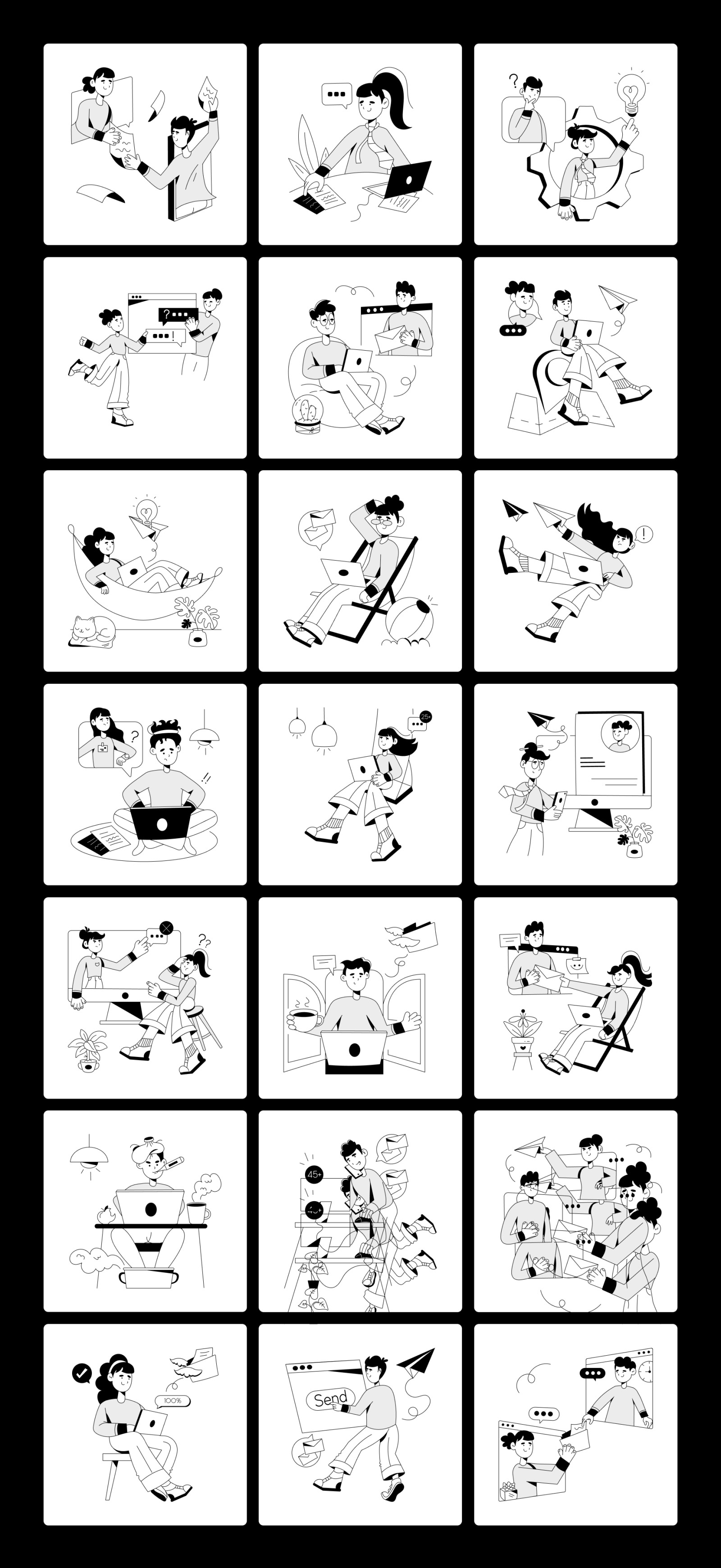 Remote Job Illustration Set Remote Job Illustration Set