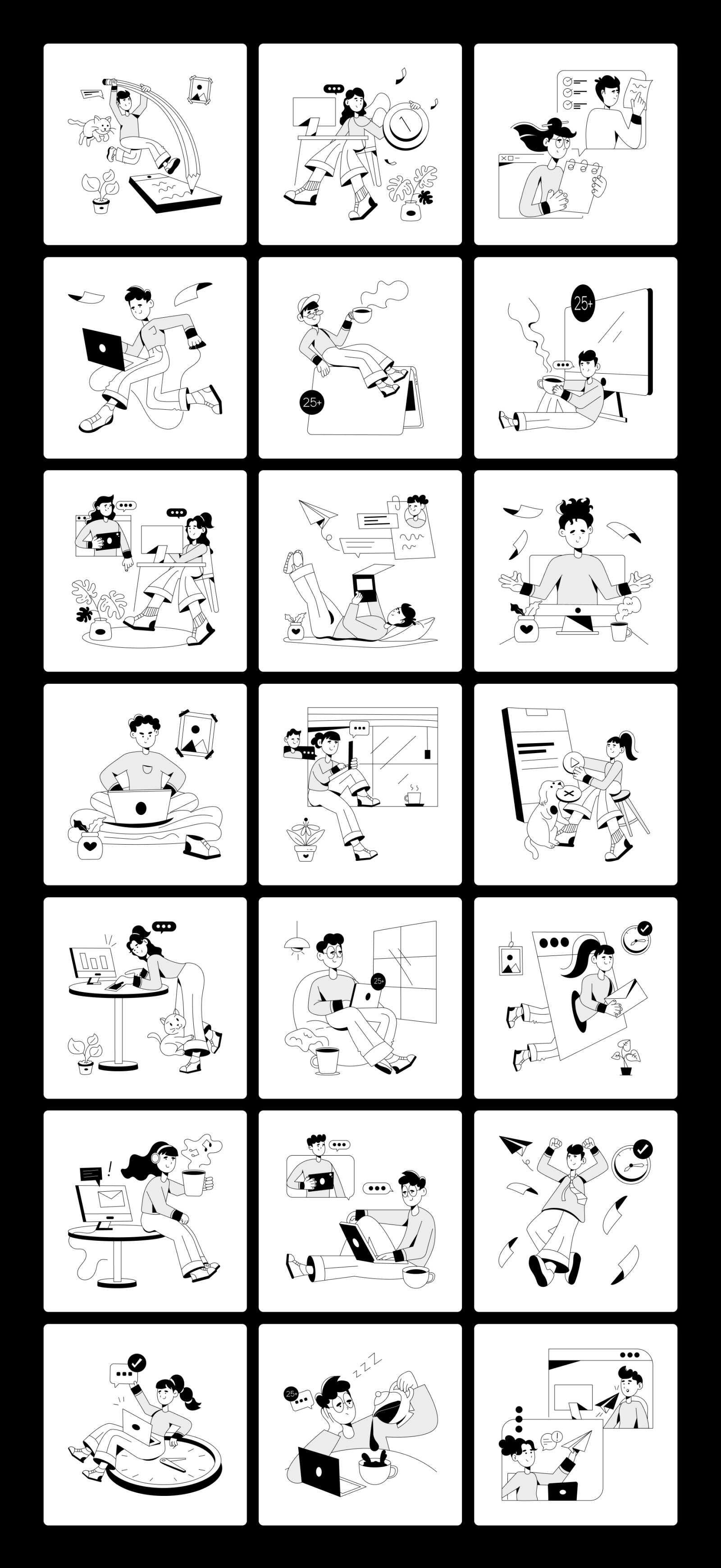 Remote Job Illustration Set Remote Job Illustration Set