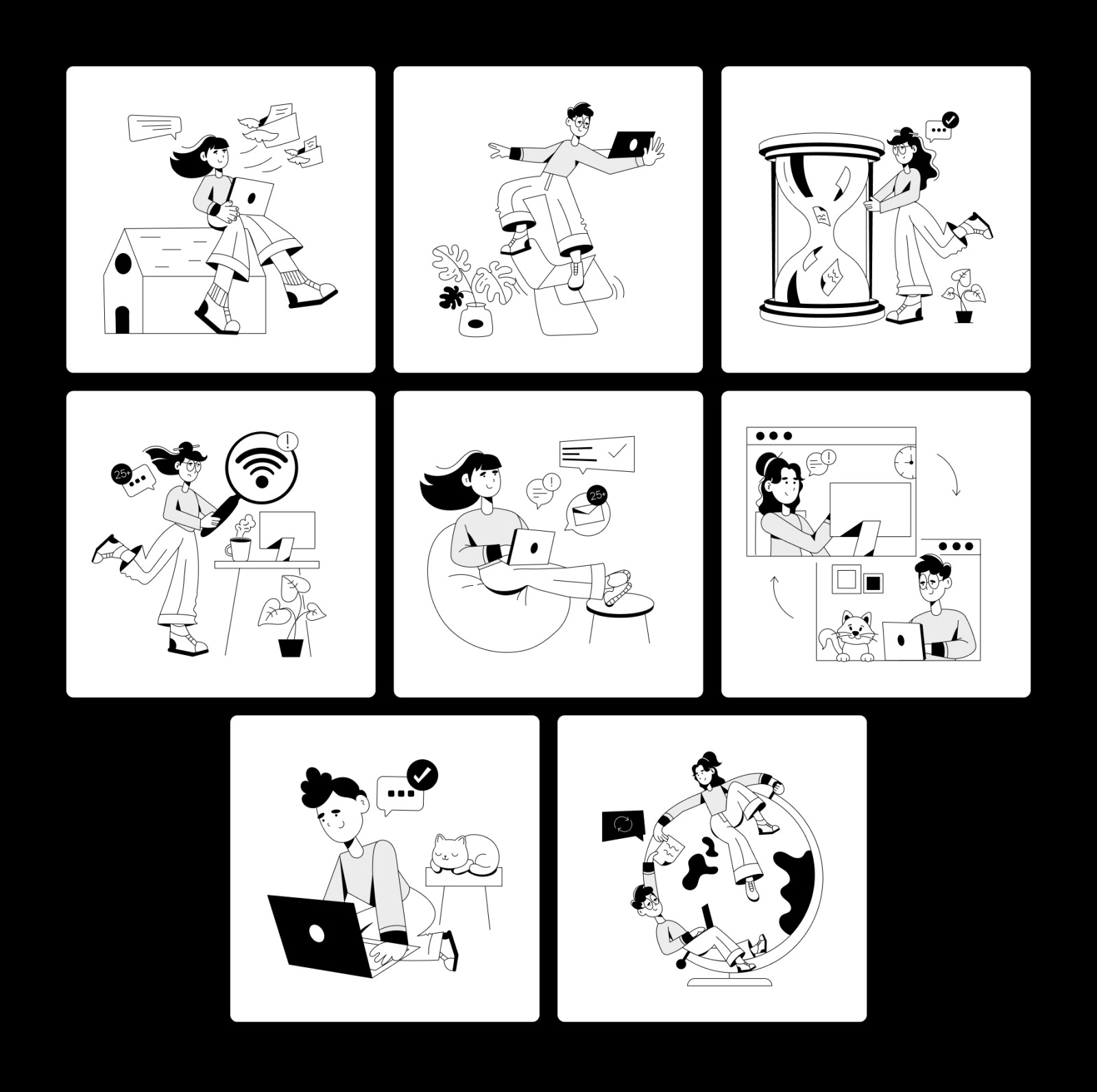 Remote Job Illustration Set Remote Job Illustration Set