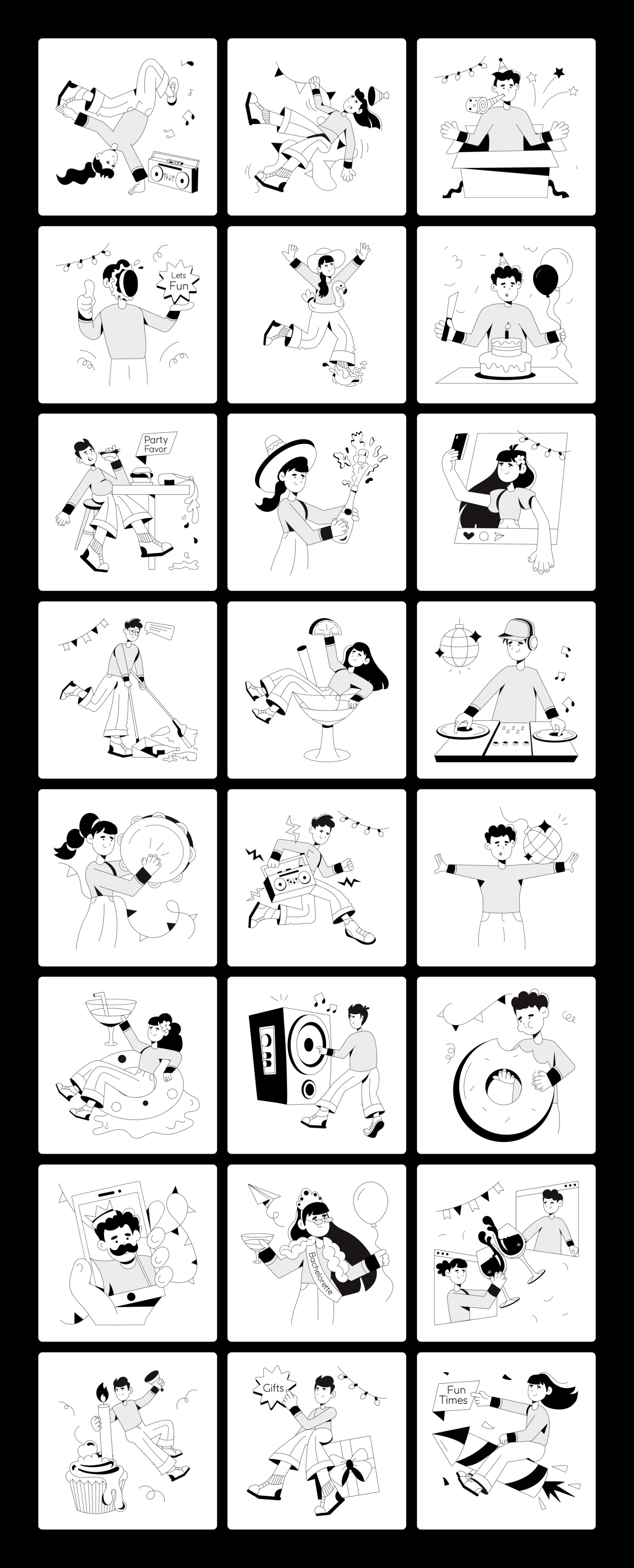 Animated Party Illustration Set Animated Party Illustration Set