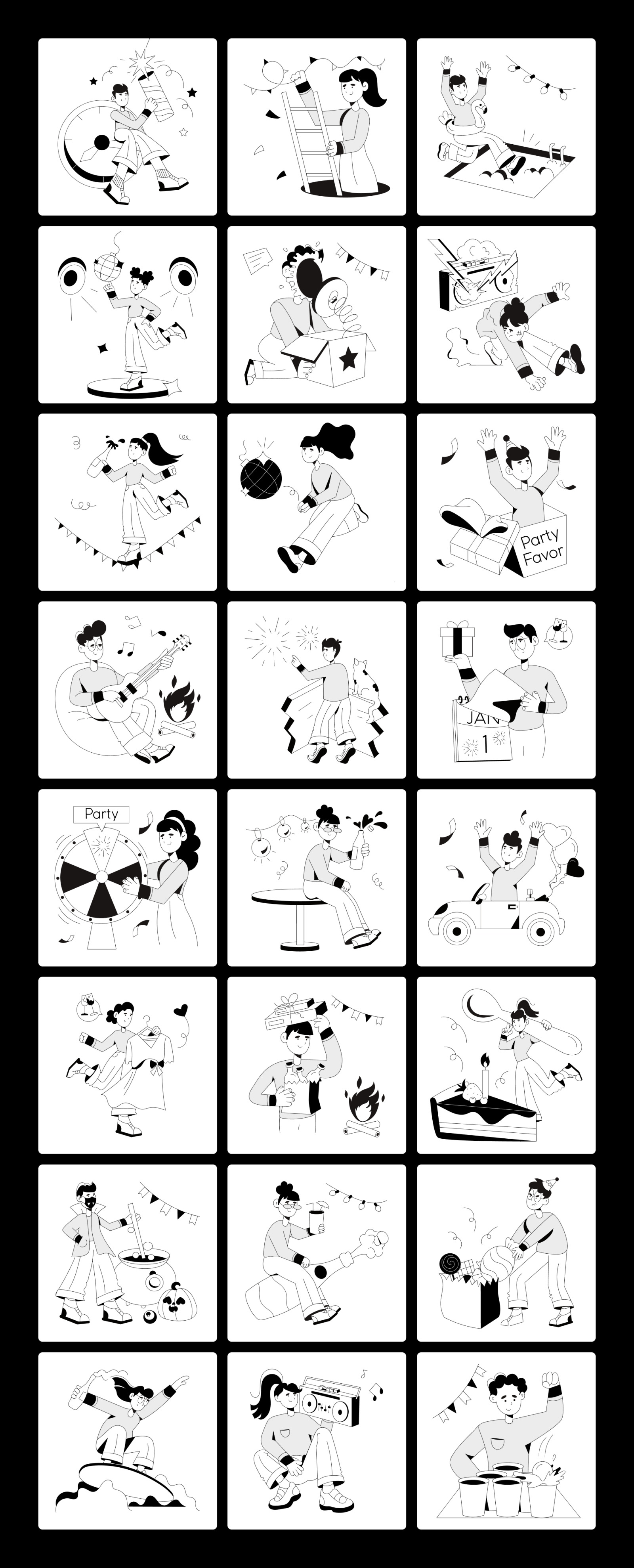 Animated Party Illustration Set Animated Party Illustration Set