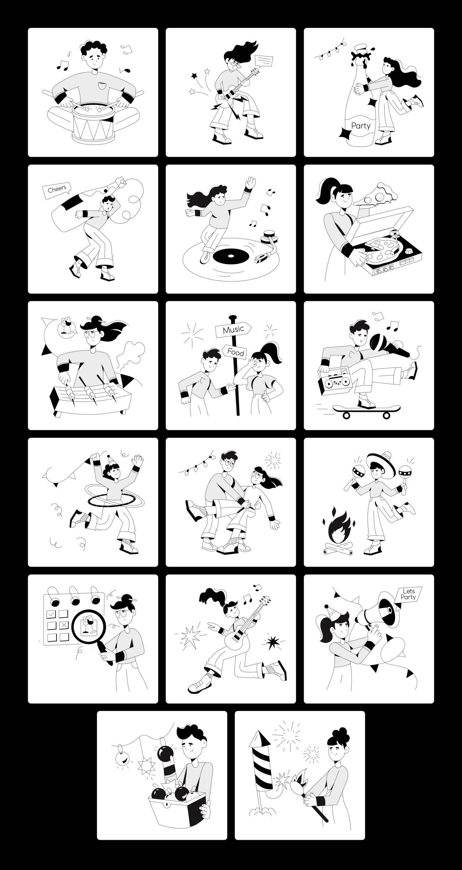 Animated Party Illustration Set Animated Party Illustration Set