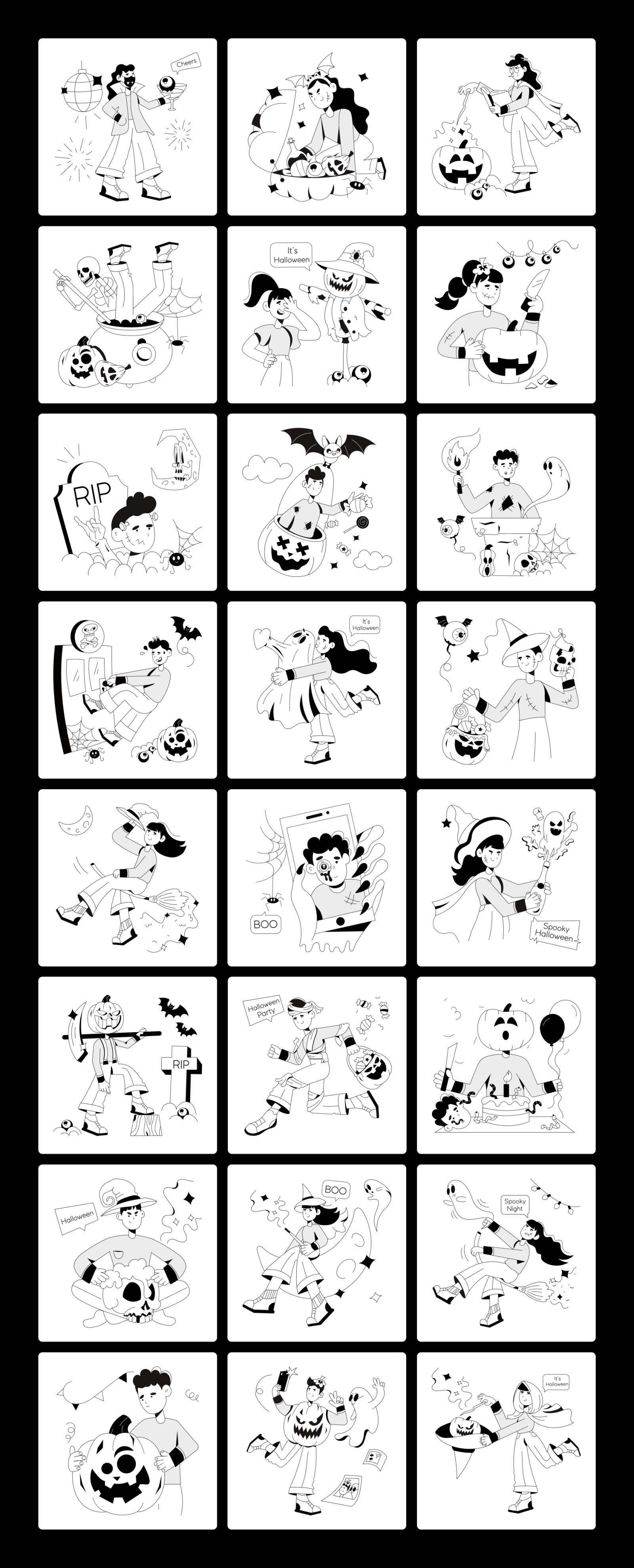Animated Halloween Illustration Set Animated Halloween Illustration Set
