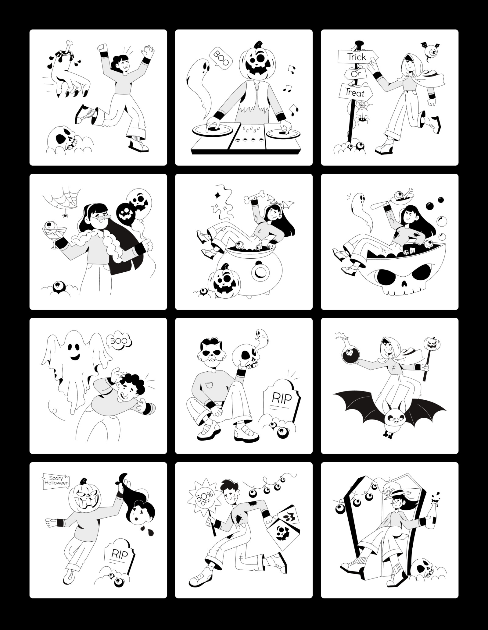 Animated Halloween Illustration Set Animated Halloween Illustration Set