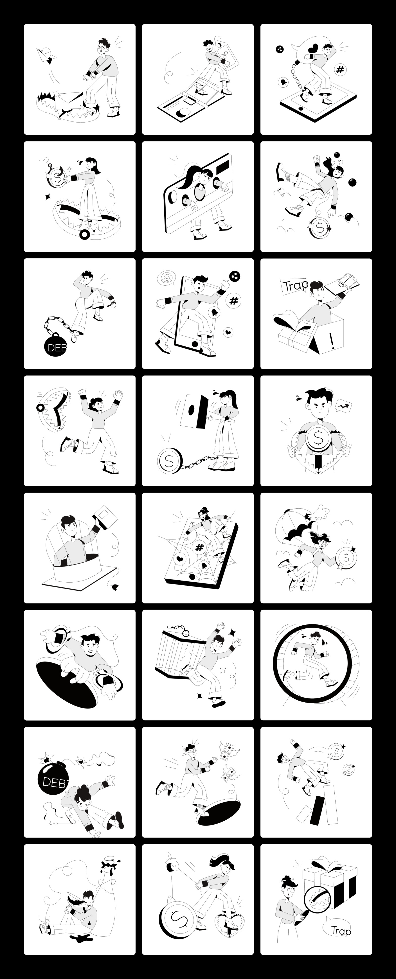 Trap Illustration Set Trap Illustration Set