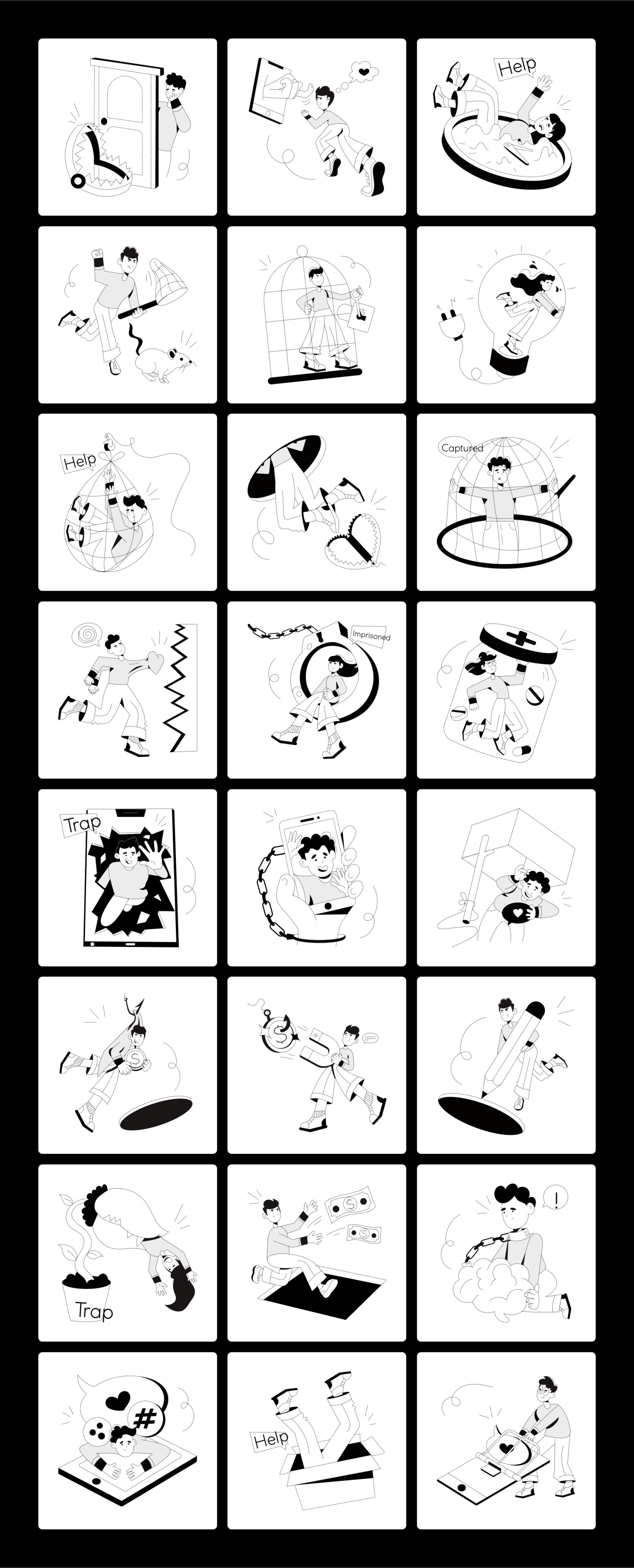 Trap Illustration Set Trap Illustration Set