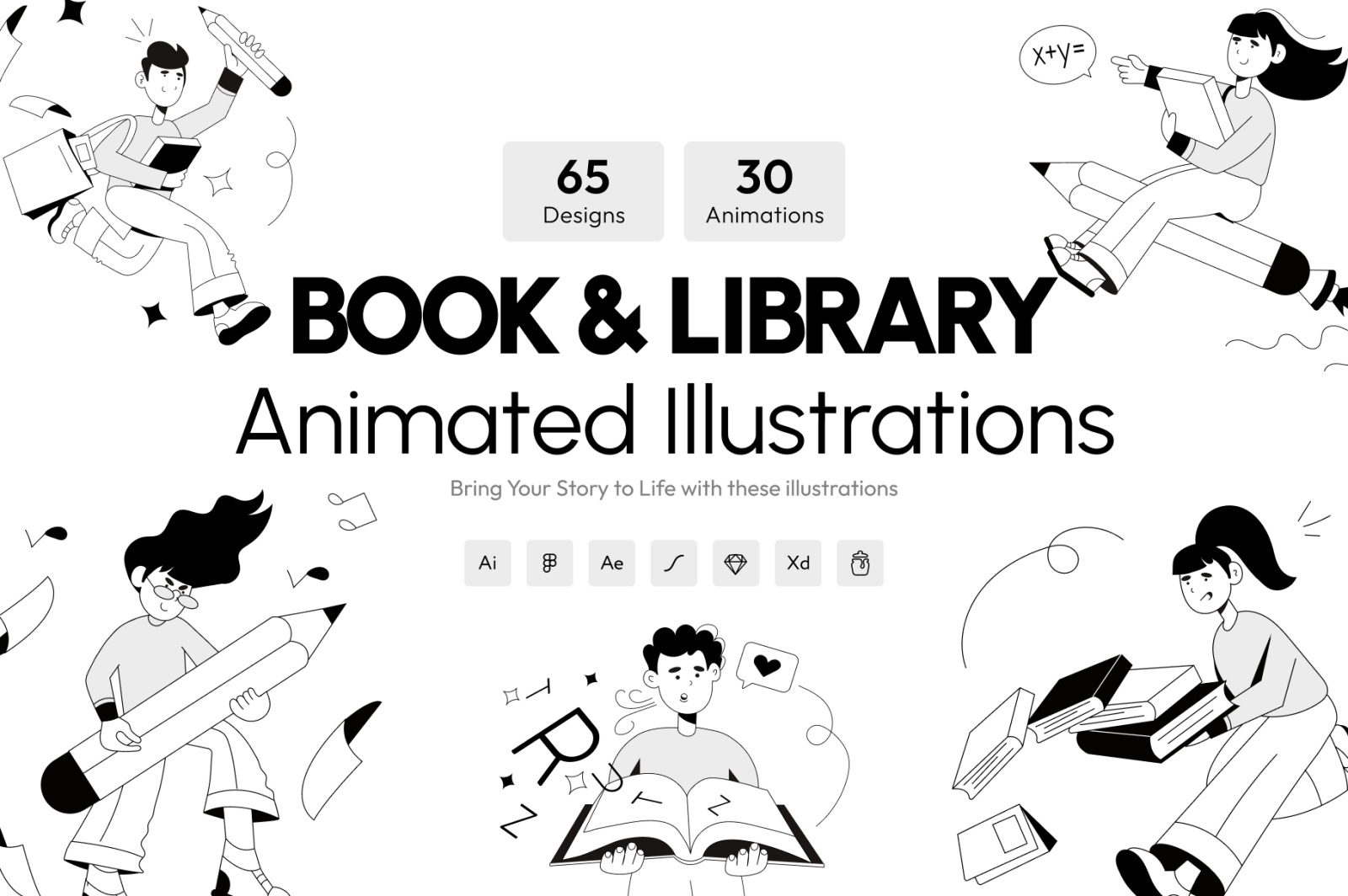 Book and Library Illustration Set Book and Library Illustration Set