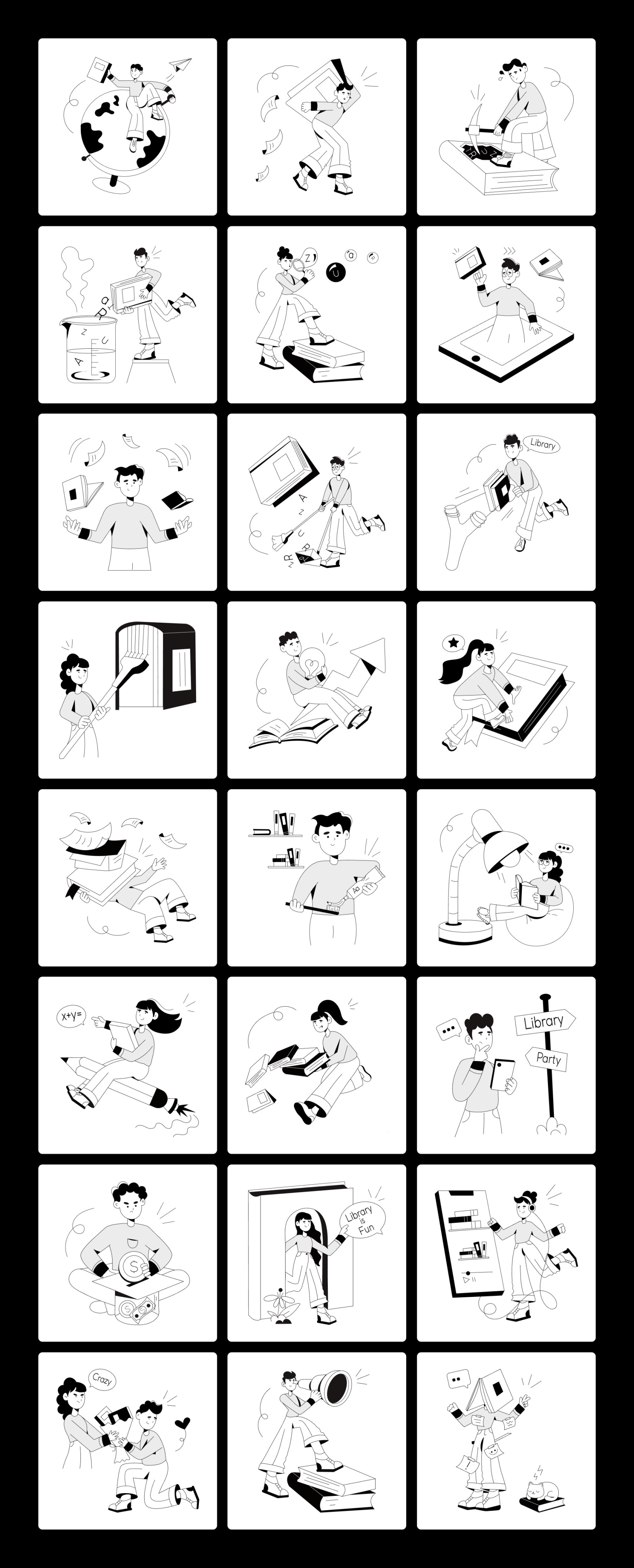Book and Library Illustration Set Book and Library Illustration Set