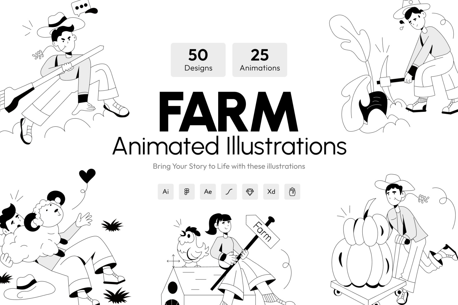 Animated Farm Illustration Set