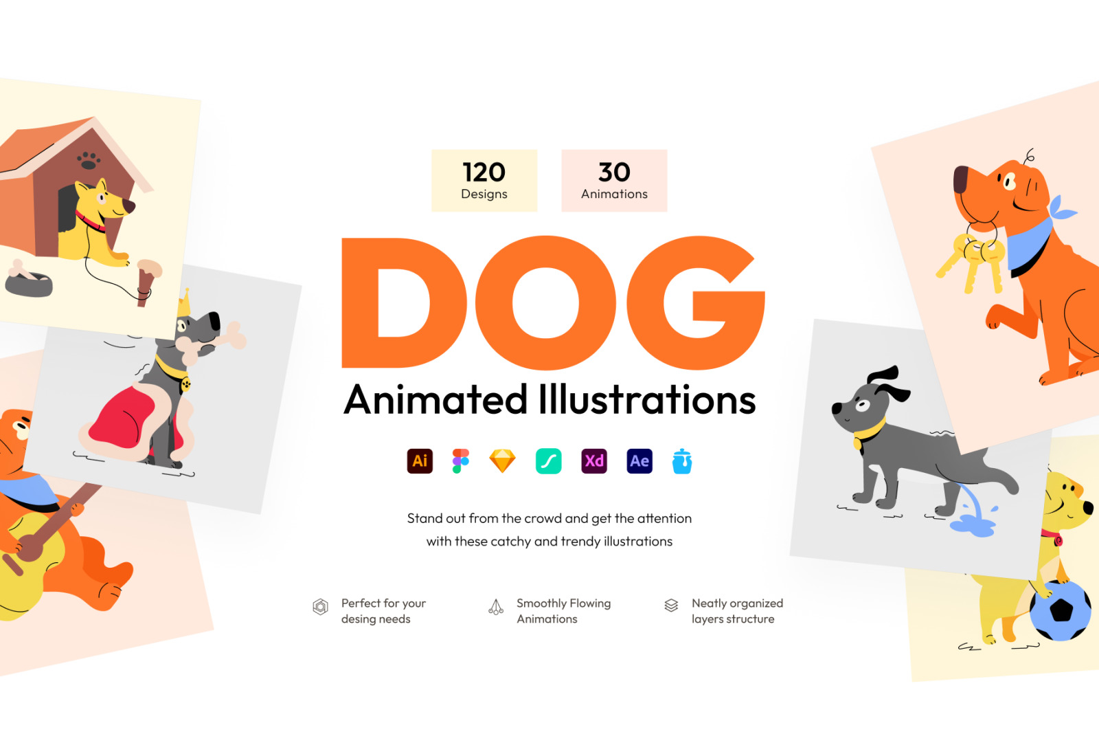 Animated Dog Illustration Set