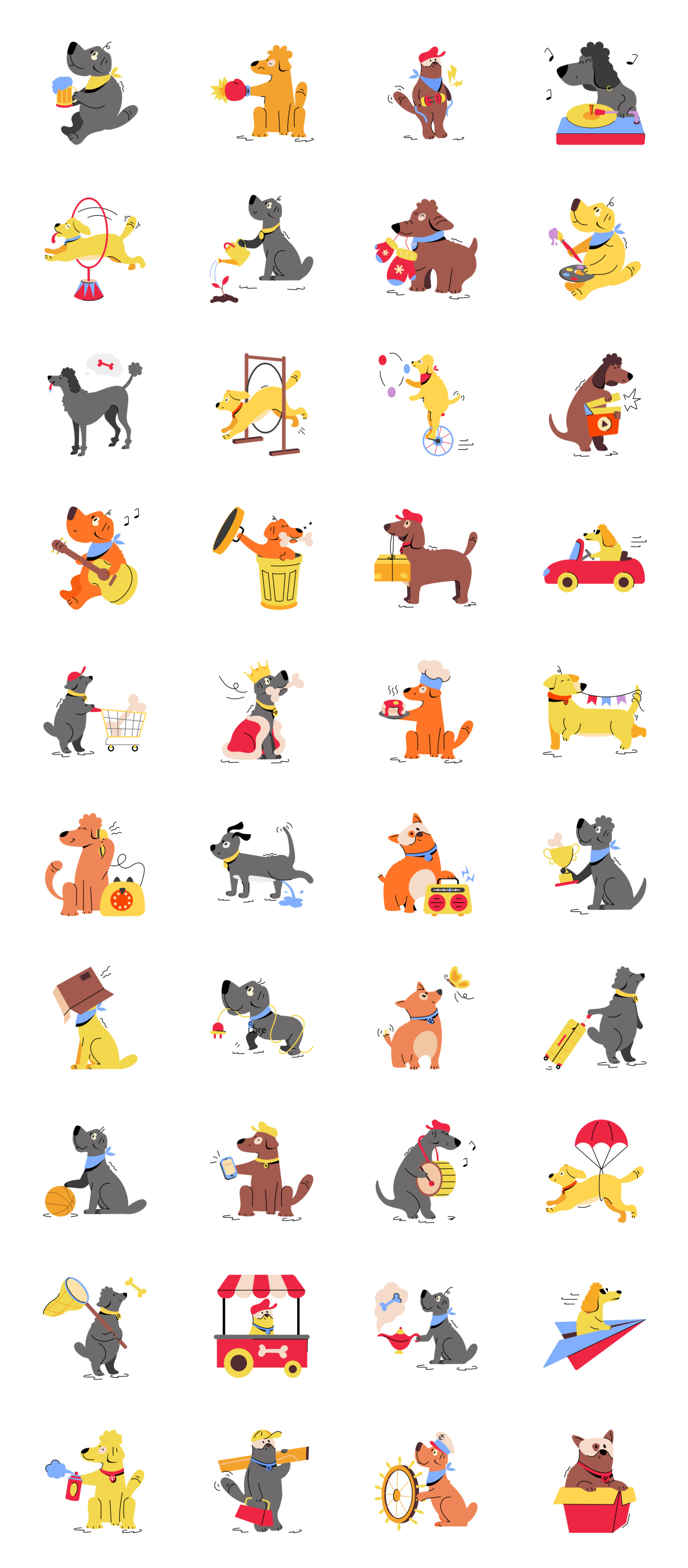 Animated Dog Illustration Set