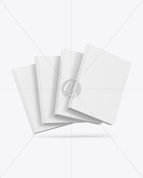 Four Hardcover Books Mockup