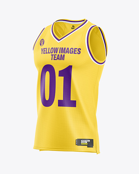 V-Neck Basketball Jersey Mockup - Half Side View