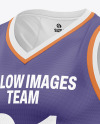 V-Neck Basketball Jersey Mockup - Half Side View