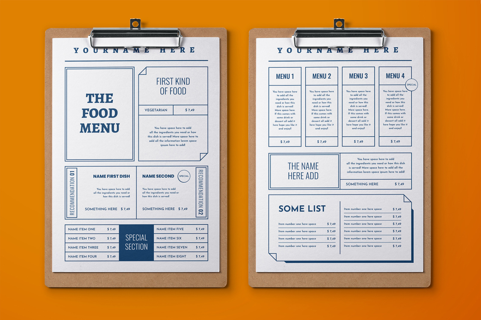 Boxes Food Menu Full Stationery Identity