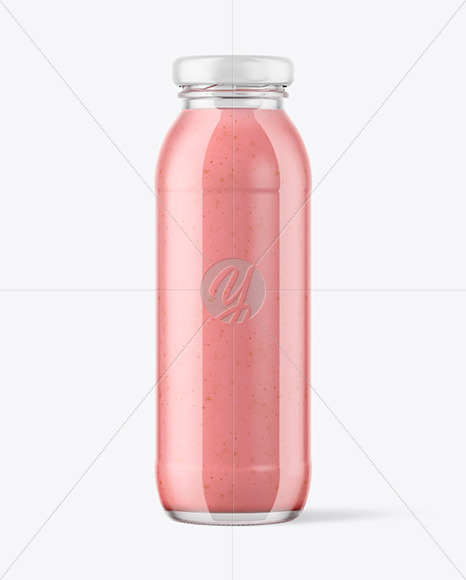 250ml Clear Glass Bottle with Strawberry Smoothie Mockup