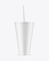 Matte Cup With Straw Mockup