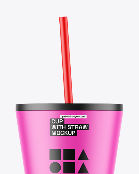 Matte Cup With Straw Mockup