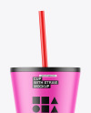 Matte Cup With Straw Mockup