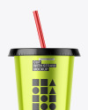 Metallic Cup With Straw Mockup