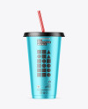 Matte Metallic Cup With Straw Mockup