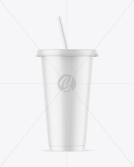 Matte Cup With Straw Mockup