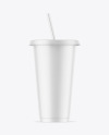 Matte Cup With Straw Mockup