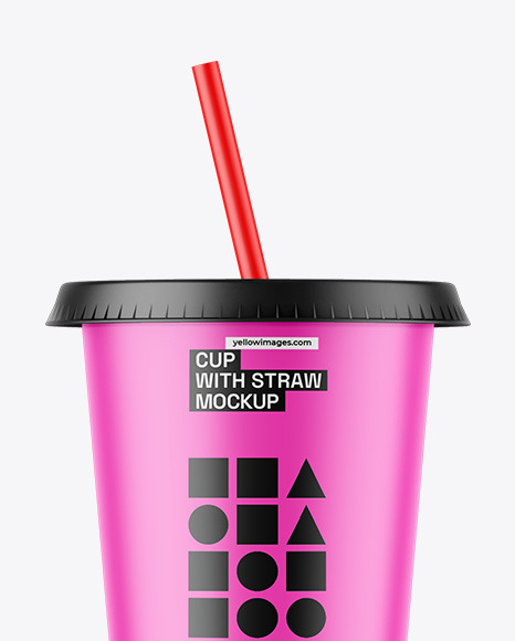 Matte Cup With Straw Mockup