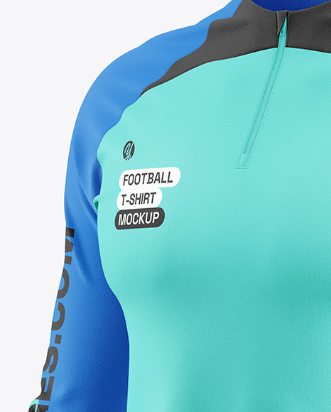 Long Sleeve Football T-Shirt Mockup - Half Side View