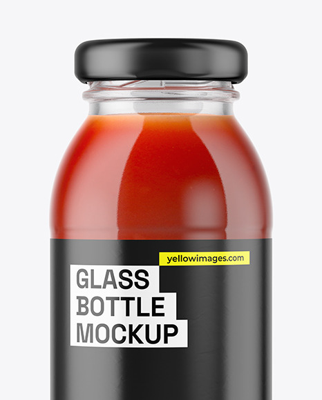 250ml Clear Glass Bottle with Tomato Juice Mockup