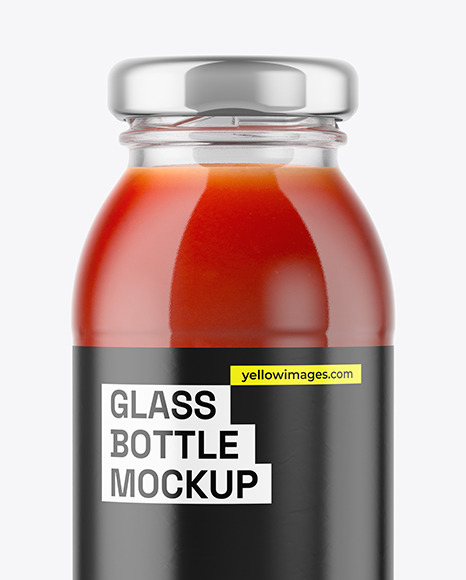 250ml Clear Glass Bottle with Tomato Juice Mockup