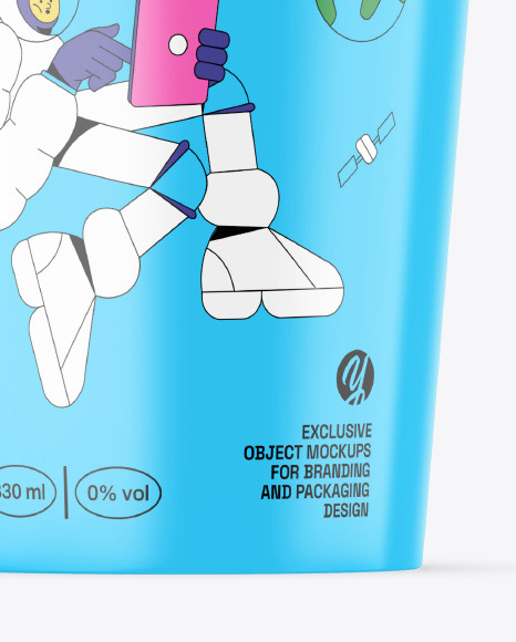 Glossy Plastic Cup with Straw Mockup