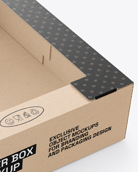 Kraft Paper Carton Box w/ Clear Plastic Film Window Mockup