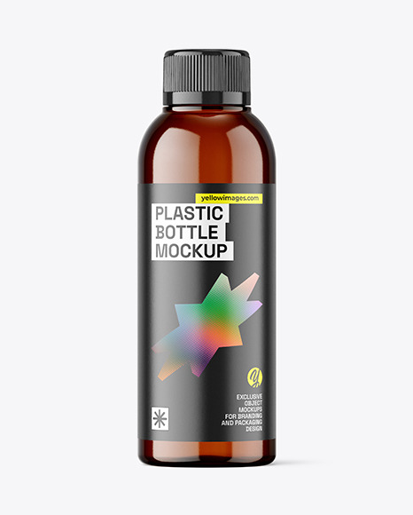 Amber Plastic Bottle Mockup