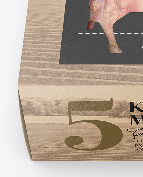 Kraft Box Mockup - Front View (High Angle Shot)