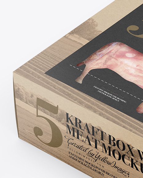 Kraft Box Mockup - Half Side View (High Angle Shot)