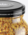 Clear Glass Jar with Wholegrain Mustard Mockup (High-Angle Shot)