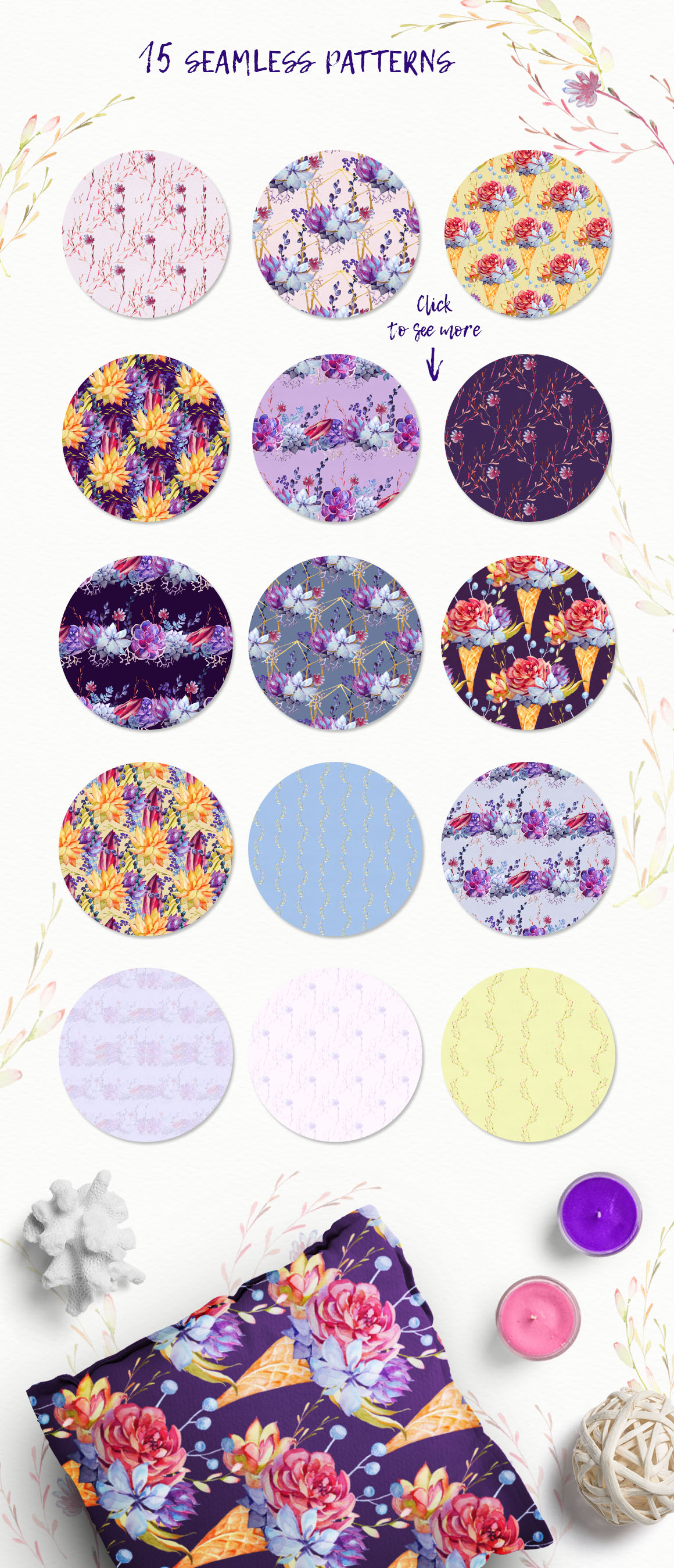 Watercolor Succulents Clipart + PSD Watercolor Succulents Clipart + PSD