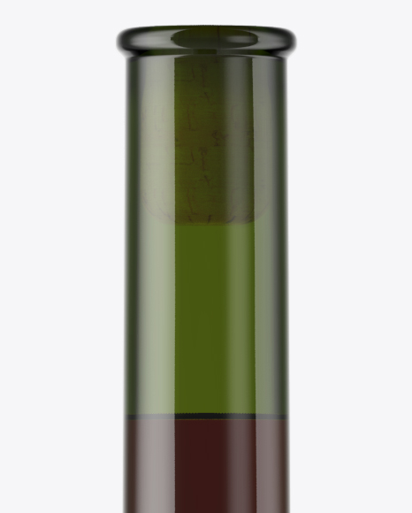 Green Glass Red Wine Bottle With Cork Mockup